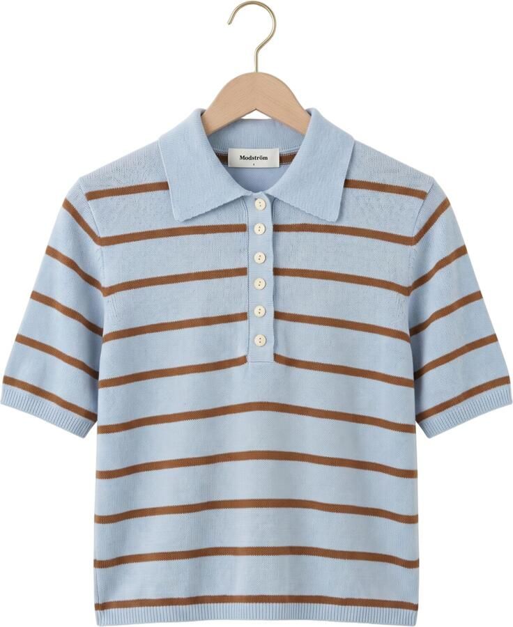 MODSTRÖM Modström Dames Tops & T-shirts Malvamd Ss Stripe Polo Lichtblauw - Foto 2