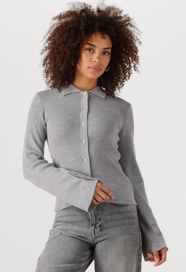 Modström Grijze Melange Cardigan met Uitlopende Mouwen Gray Dames - Foto 4