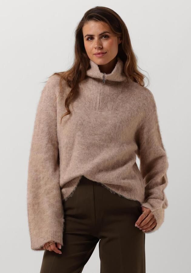 MODSTRÖM Modström Dames Truien & Vesten Kanemd Zip T-neck Beige - Foto 4