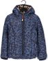 Moodstreet gewatteerde winterjas met panterprint donkerblauw zwart - Thumbnail 1