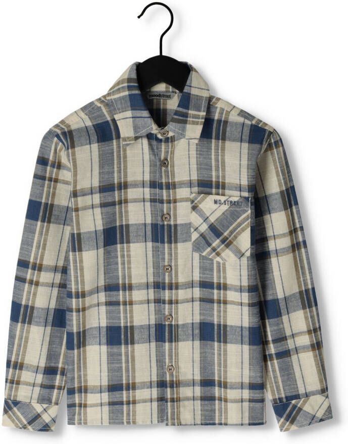 Moodstreet Blauwe Casual Overhemd Check Shirt Long Sleeve