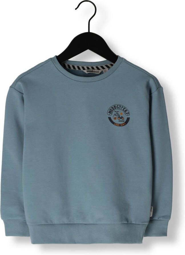 Moodstreet sweater met backprint lichtblauw Jongens Katoen (duurzaam) Ronde hals 110 116
