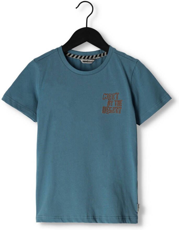 Moodstreet Blauwe T-shirt T-shirt With Chest And Back Print