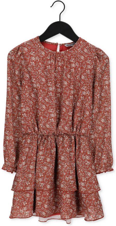 Moodstreet gebloemde jurk van gerecycled polyester bruin