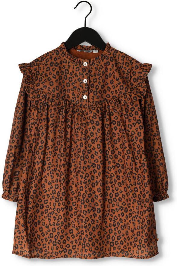 MOODSTREET Meisjes Jurken Dress Recycled Pes Aop Leopard Bruin