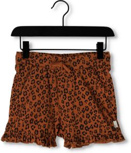 Moodstreet Bruine Shorts Short With Ruffle In Aop Leopard