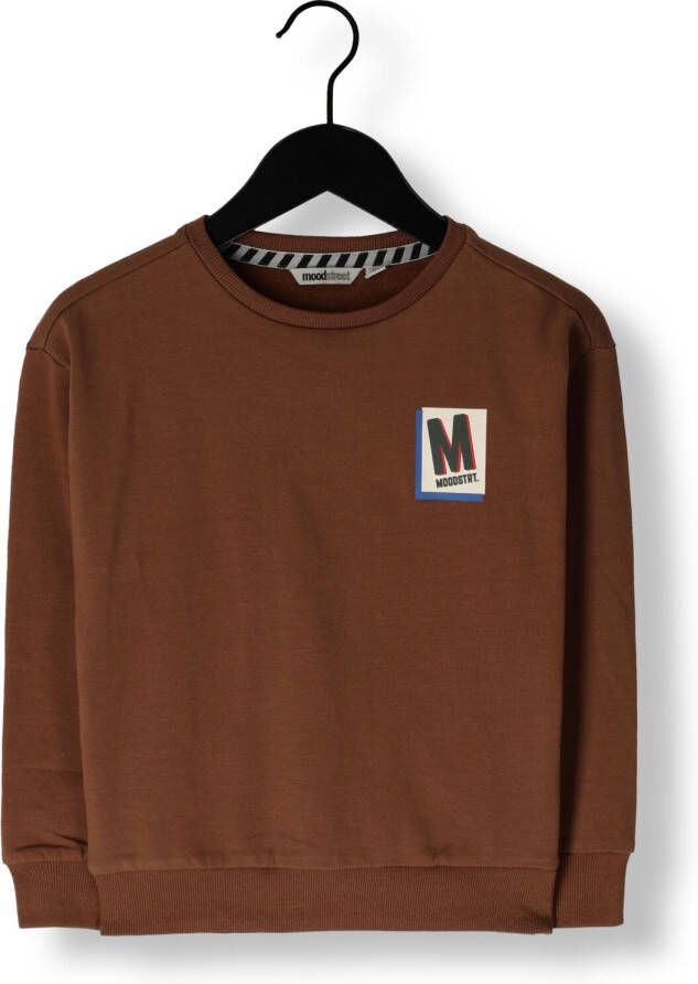 Moodstreet sweater met backprint cognac Bruin Jongens Stretchkatoen (duurzaam) Ronde hals 86 92