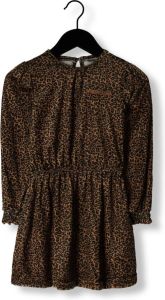 Moodstreet Camel Mini Jurk Velours Leopard Dress