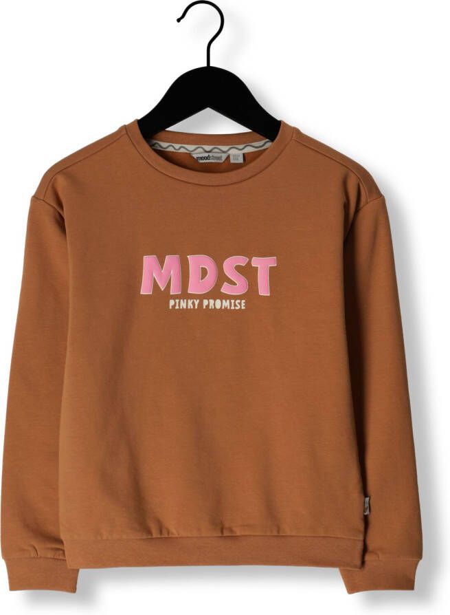 Moodstreet sweater met printopdruk bruin Meisjes Katoen Ronde hals Printopdruk 110 116