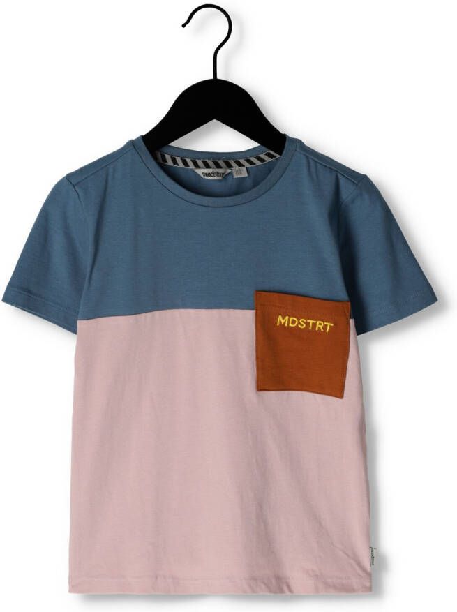 Moodstreet Lila T-shirt T-shirt Colorblock With Contrast Chestpocket
