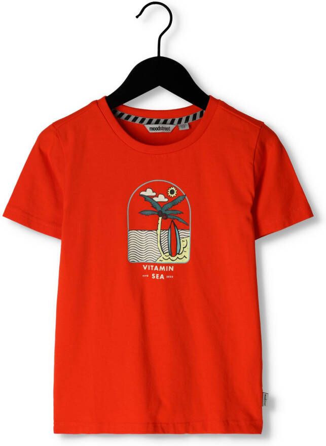 MOODSTREET Jongens Polo's & T-shirts T-shirt With Chest Print Oranje