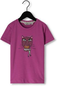 Moodstreet Paarse T-shirt With Chest Print