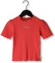 Moodstreet T-shirt met tekst koraalrood Meisjes Stretchkatoen Col Tekst 110 116 - Thumbnail 1