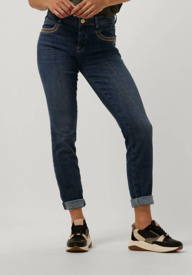 MOS MOSH Blauwe Jeans met Geborduurde Details en Mid High-Rise Taille Blue Dames