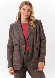 MOS MOSH Checked Double-Breasted Blazer Bruin Dames