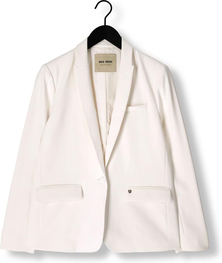 MOS MOSH Vrouwelijke Blazer met V-hals en Klepzakken White Dames