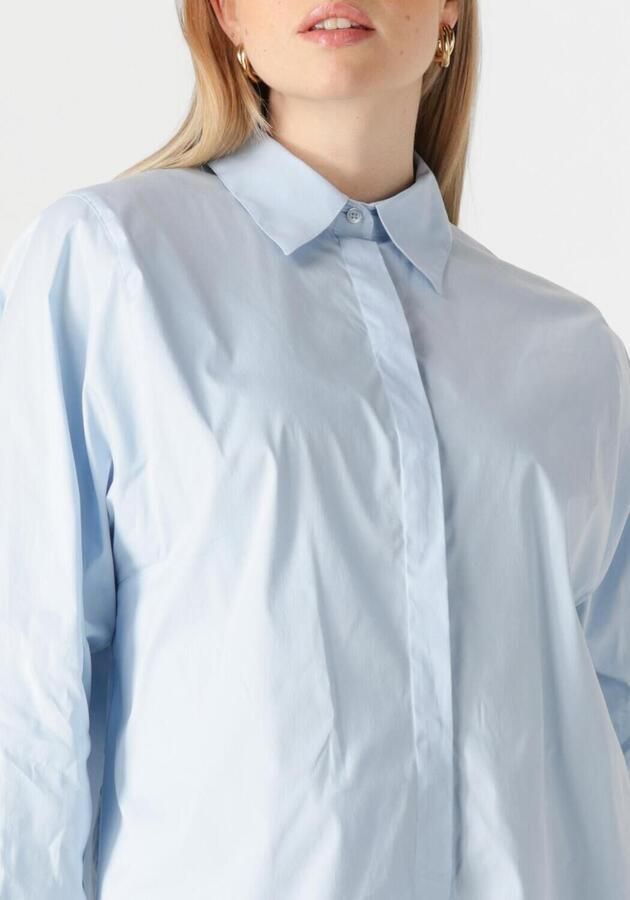 MOS MOSH Lichtblauwe Enola Blouse met Grafische Sneden Blue Dames