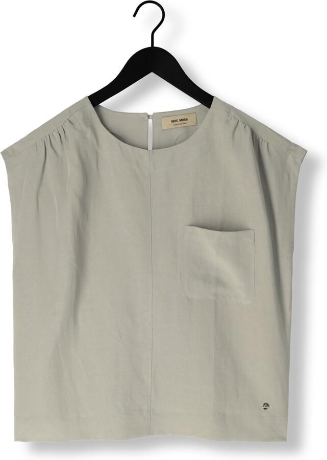 MOS MOSH Elegante Blouse met Plooien en Sleutelgatdetail Gray Dames