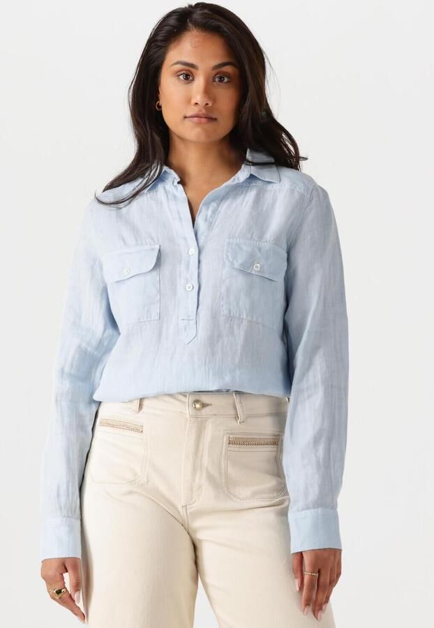 MOS MOSH Dames Blouses Mmenna Linen Pocket Blouse Lichtblauw - Foto 4