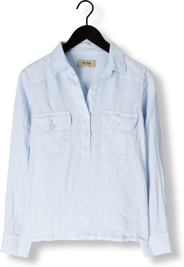 MOS MOSH Dames Blouses Mmenna Linen Pocket Blouse Lichtblauw - Foto 2