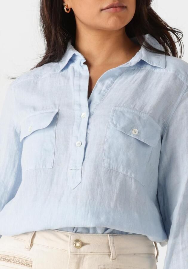 MOS MOSH Dames Blouses Mmenna Linen Pocket Blouse Lichtblauw