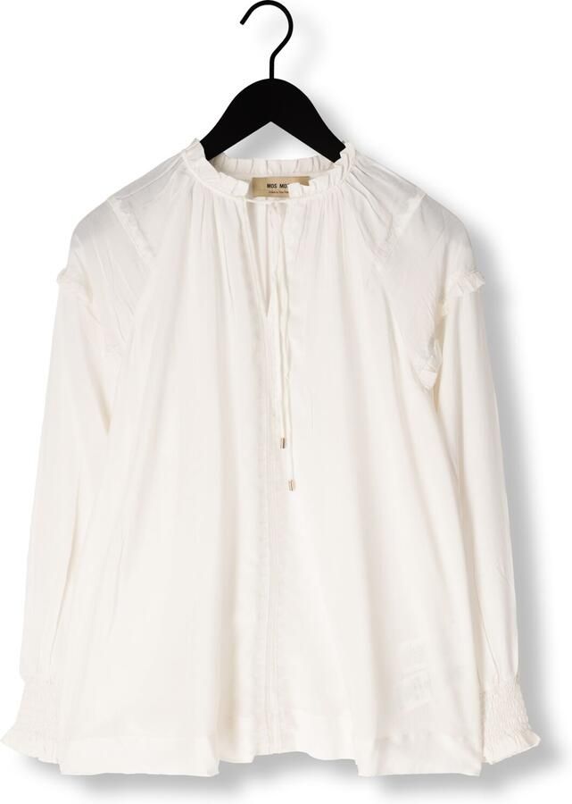 MOS MOSH Boho-geïnspireerde Geborduurde Blouse Ecru Beige Dames