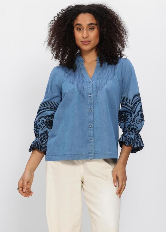 MOS MOSH Dames Blouses Mmstomin Emb Shirt Lichtblauw