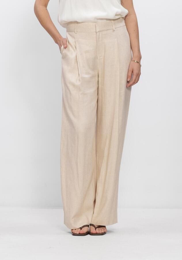 MOS MOSH Wide leg broek van viscosemix met biezen model 'MIssa Coleen'