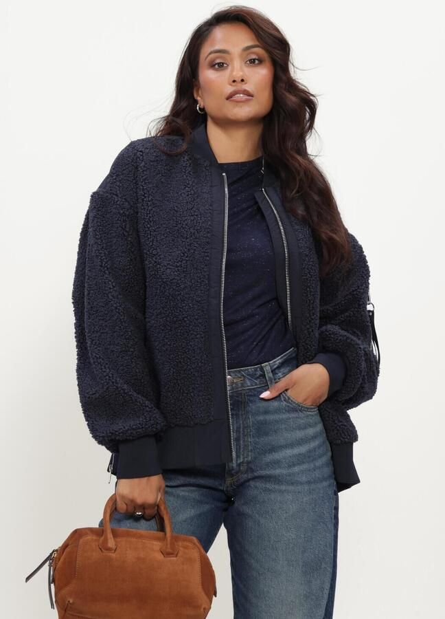 MOS MOSH Dames Jassen Mmemeline Teddy Jacket Donkerblauw