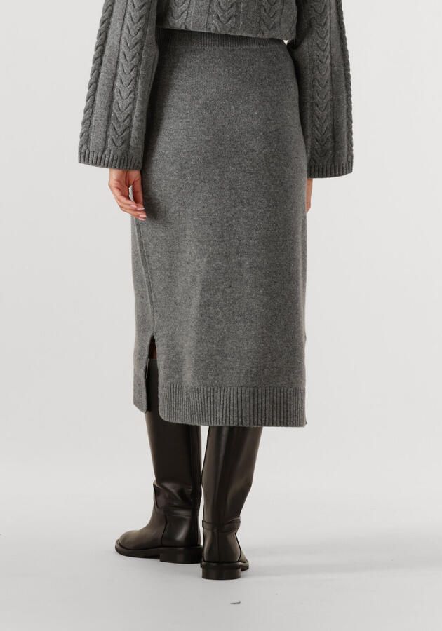 MOS MOSH Wollen rok met geribde zoom model 'Bryndis'