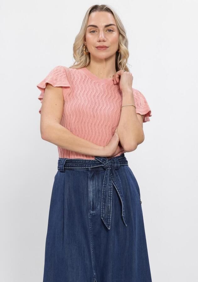 MOS MOSH Dames Tops & T-shirts Mmganna Pattern O-neck Knit Top Roze