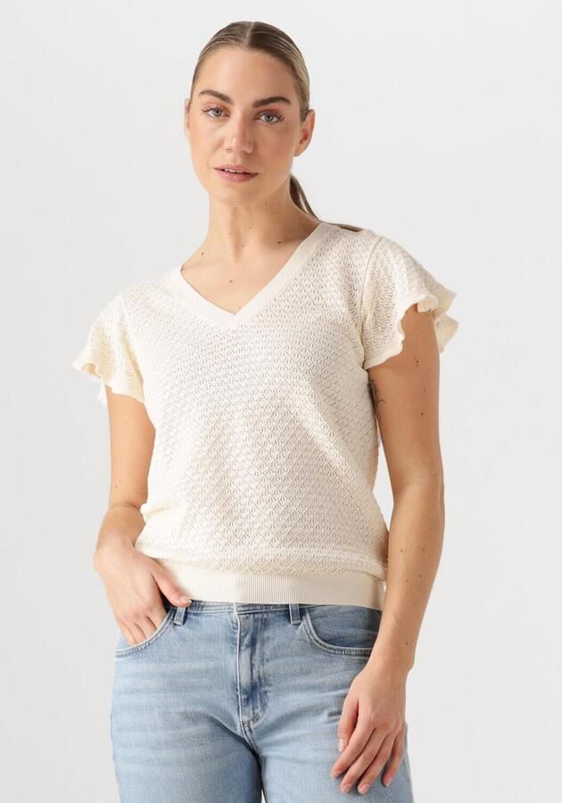 MOS MOSH Dames Tops & T-shirts Mmganna Pattern V-neck Knit Ecru - Foto 4