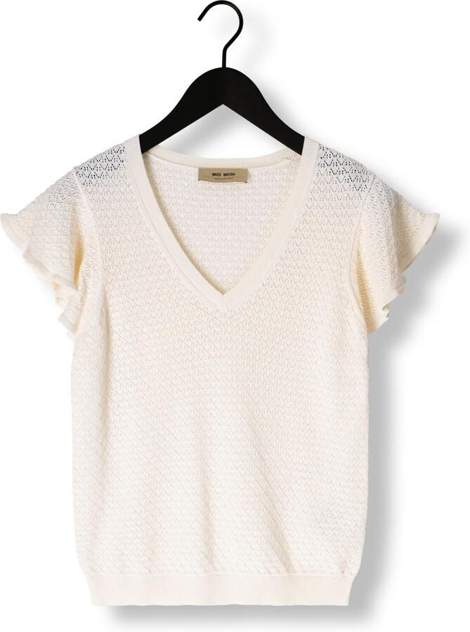 MOS MOSH Dames Tops & T-shirts Mmganna Pattern V-neck Knit Ecru