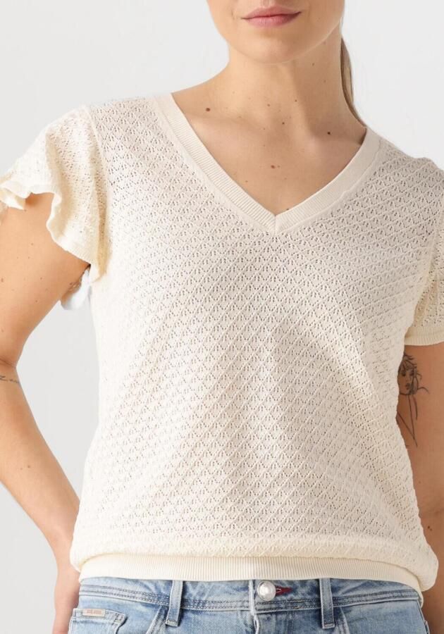 MOS MOSH Dames Tops & T-shirts Mmganna Pattern V-neck Knit Ecru - Foto 2