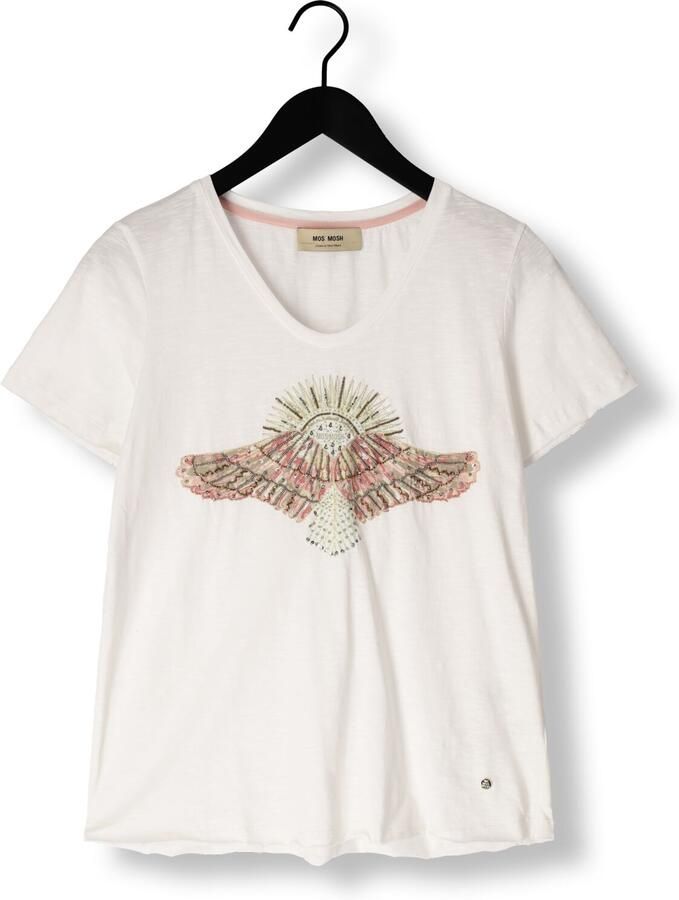 MOS MOSH T-shirt met geribde V-hals model 'Nadine'