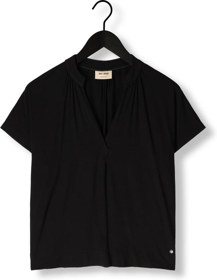 MOS MOSH Vrouwelijke Tee Top met V-Hals Black Dames