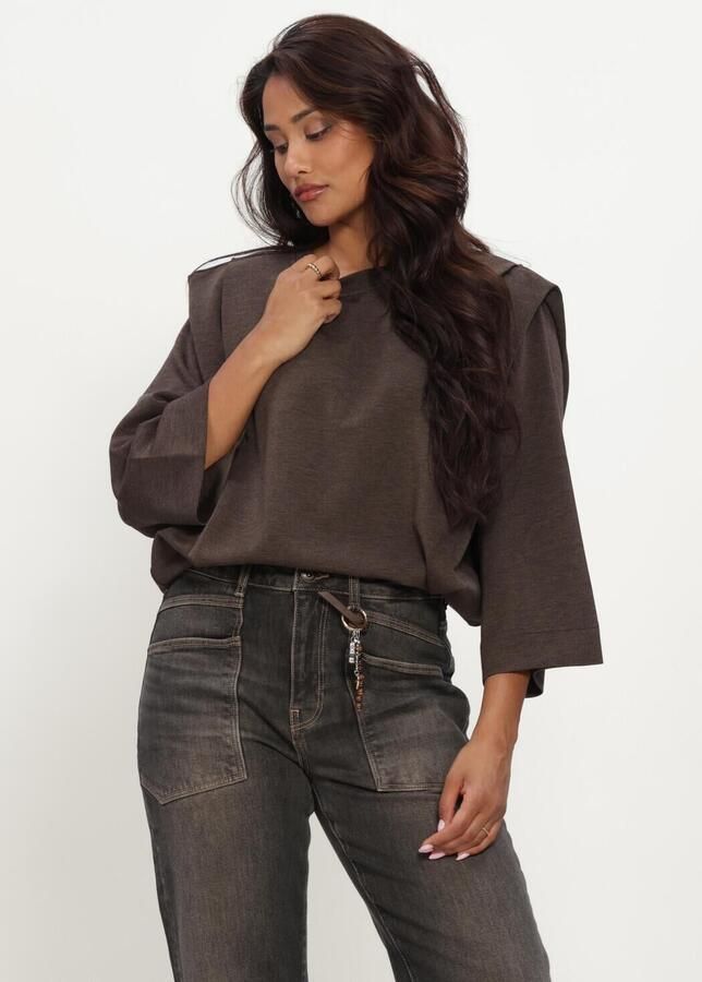 MOS MOSH Dames Truien & Vesten Mmmae O-3 4 Sleeve Sweatshirt Bruin