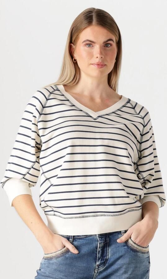 MOS MOSH Dames Truien & Vesten Mmmaggie Stripe Sweatshirt Blauw - Foto 4