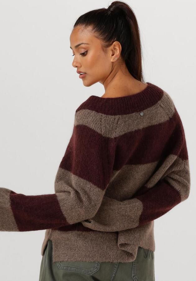 MOS MOSH Dames Truien & Vesten Mmtaci Stripe Ls V-neck Knit Bruin - Foto 2