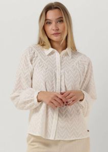 Moscow geweven blouse Ingiborg met plooien offwhite-white base solid