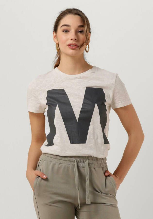 Moscow T-shirt Mtee met tekst ecru grijs