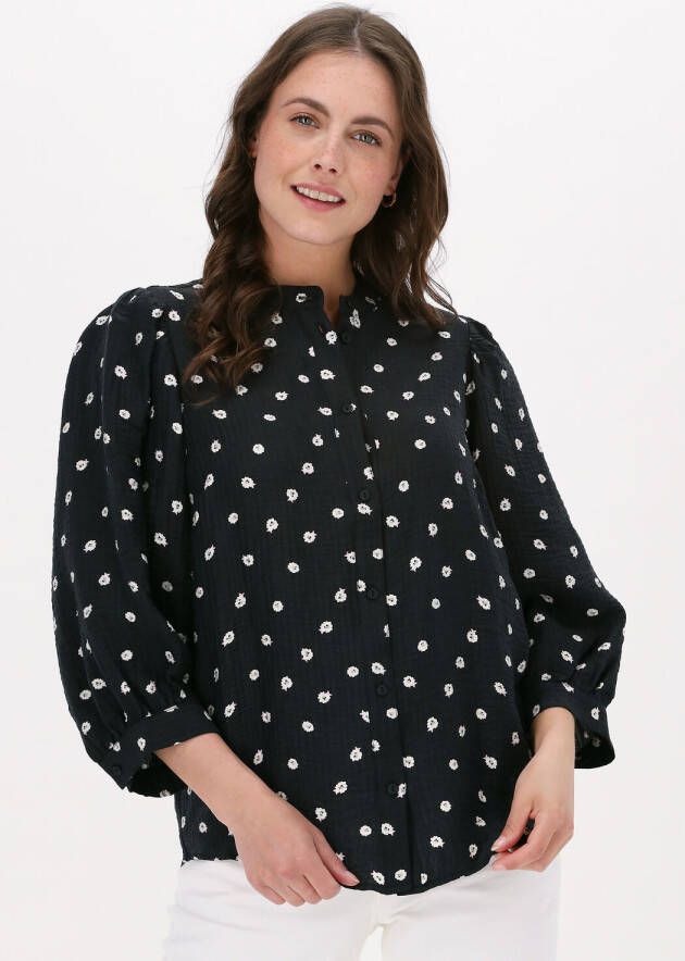 MSCH Copenhagen blouse Sigrida met all over print en plooien zwart wit