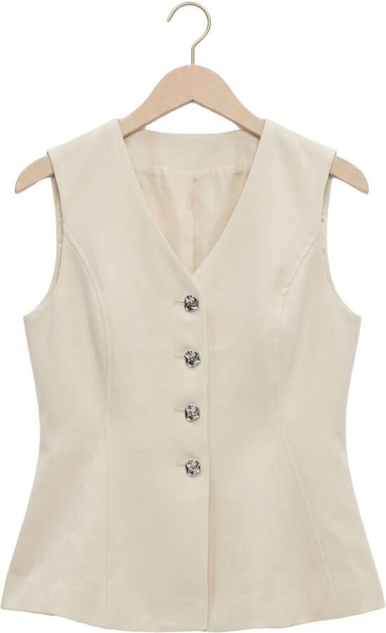 MSCH Copenhagen Bodywarmer van viscosemix met knoopsluiting model Esteriane - Foto 4