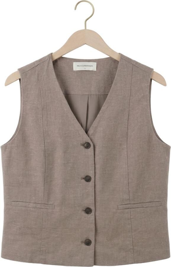 MSCH COPENHAGEN Dames Blazers Mschviana Ginia V Neck Waistcoat Zand - Foto 4