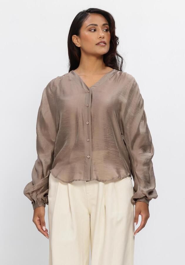 MSCH COPENHAGEN Dames Blouses Mschramona Rikkelia Volume Shirt Taupe