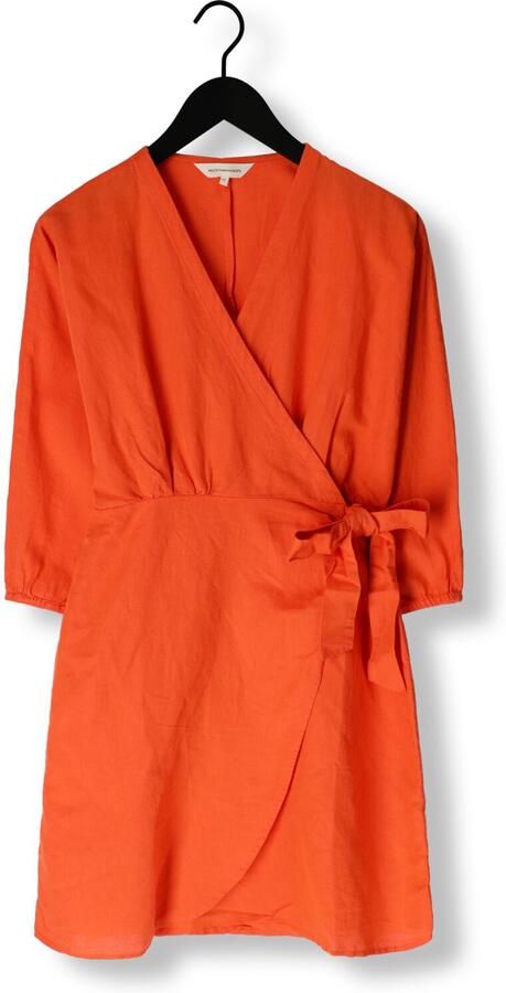 MSCH Copenhagen Knielange linnen jurk in wikkellook model 'Mirilla' - Foto 3