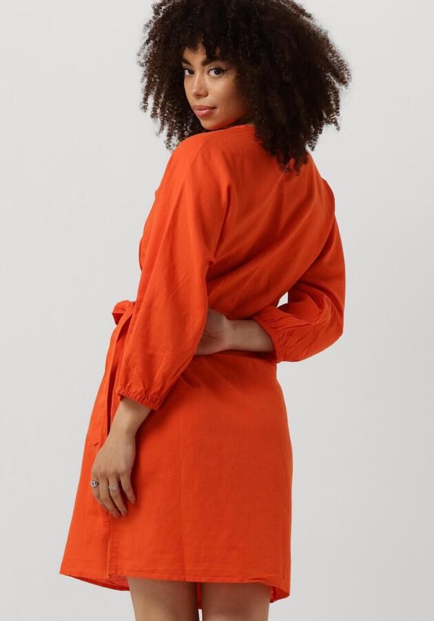 MSCH Copenhagen Knielange linnen jurk in wikkellook model 'Mirilla'