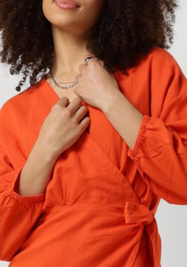 MSCH Copenhagen Knielange linnen jurk in wikkellook model 'Mirilla' - Foto 2