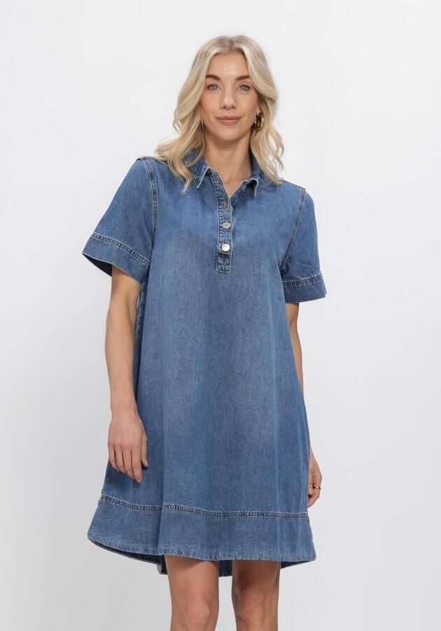 MSCH Copenhagen Knie-lange denimjurk met drukknoopsluiting model 'Turo Alena'