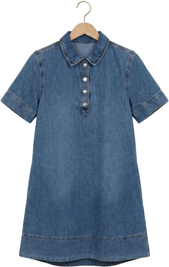 MSCH Copenhagen Knie-lange denimjurk met drukknoopsluiting model 'Turo Alena' - Foto 4